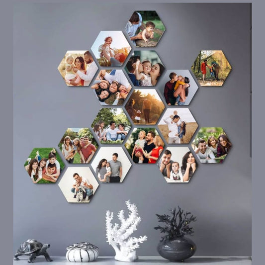 Conjunto Quadros Hexagonais em Acrílico Personalizados com sua Foto
